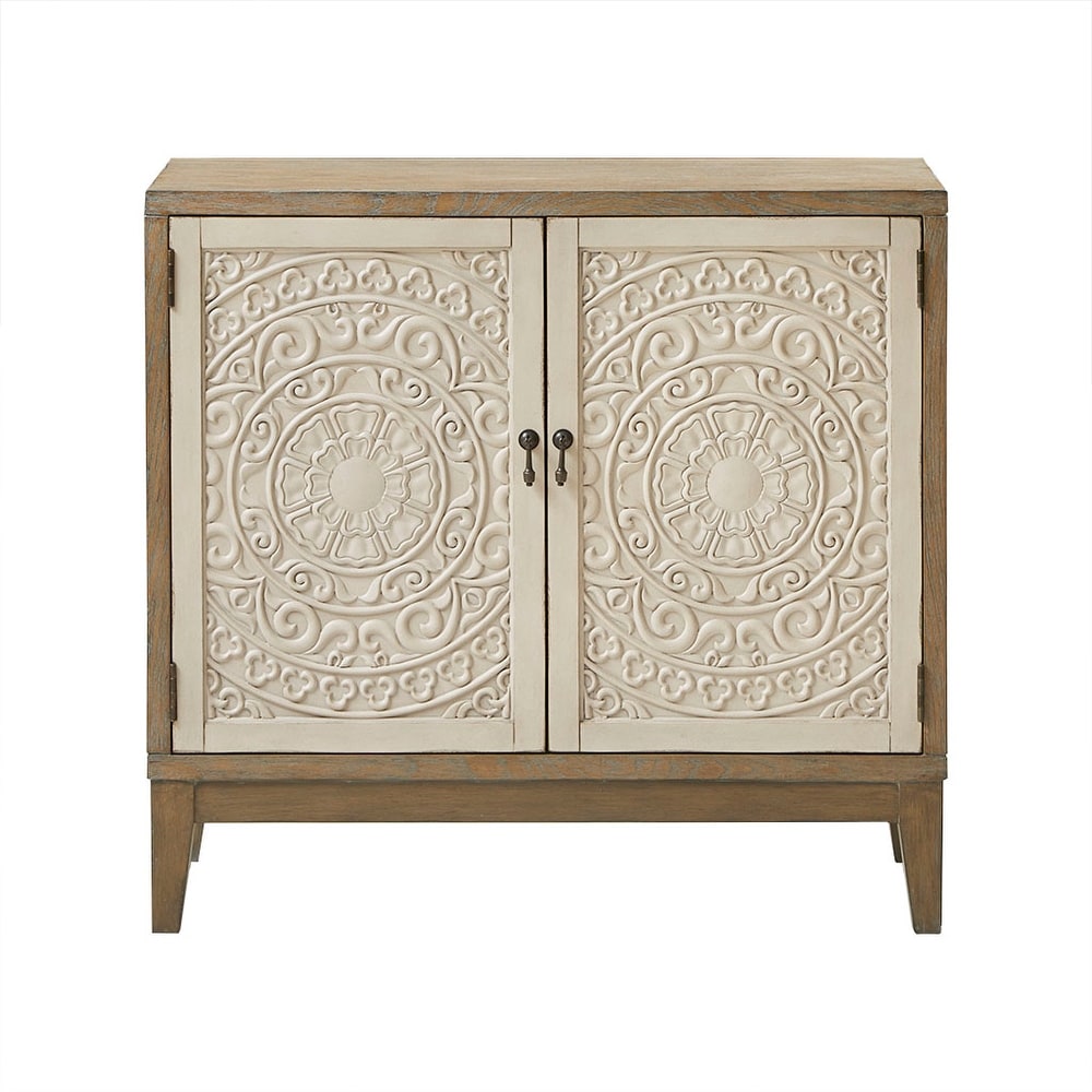 Cowly Accent Cabinet Wood Sideboard with 2 Door Storage Shelves in Walnut