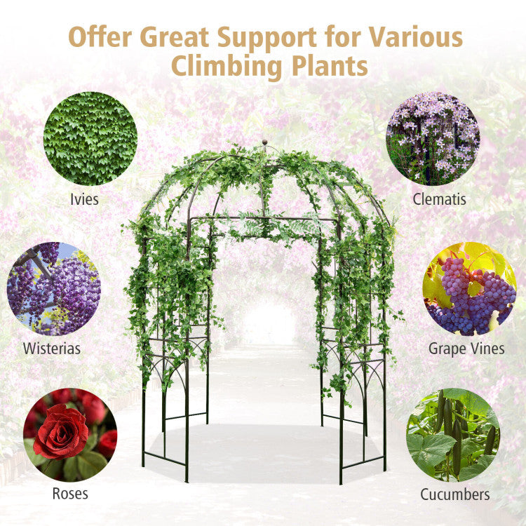 8.4 x 7 ft French Style Birdcage Shape Heavy Duty Gazebo, Pergola Pavilion Arch Arbor Arbour Plants Stand Rack for Wedding Outdoor Garden Lawn Backyard Patio,Climbing Vines,Roses