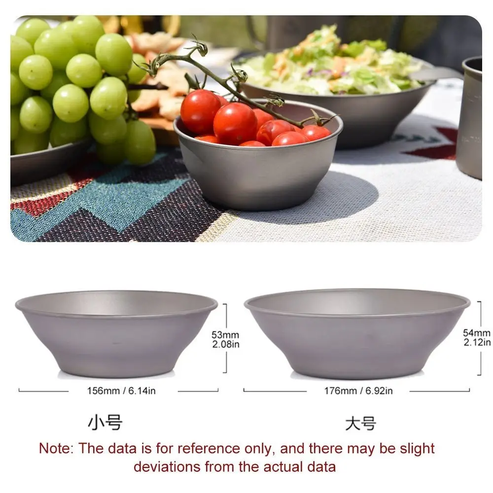 Outdoor tableware Pure titanium camping salad bowl Lightweight hiking and camping tableware