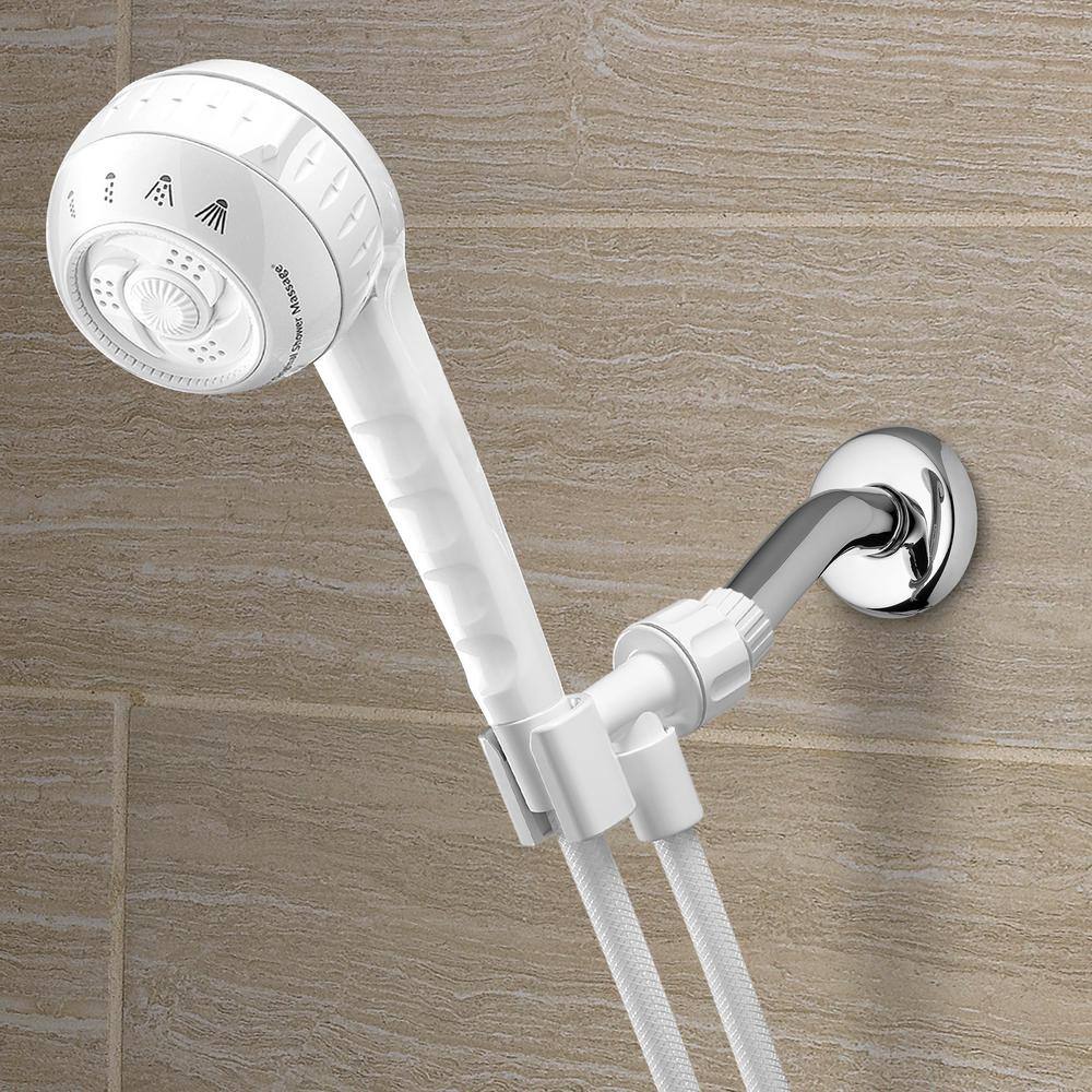 Waterpik 4-Spray 3.3 in. Single Wall Mount Handheld Shower Head in White SM-451