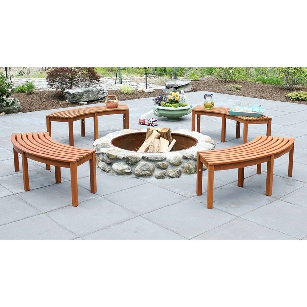 Achla Designs Indoor outdoor Natural Oil Finish Eucalyptus Curved Backless Garden Bench