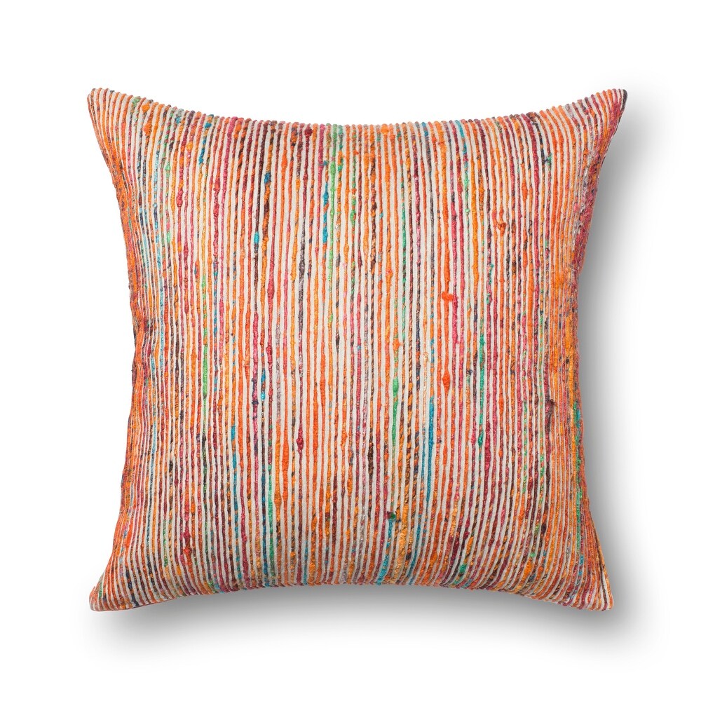 Recycled Sari Silk Stripe Square 22 inch Throw Pillow or Pillow Cover