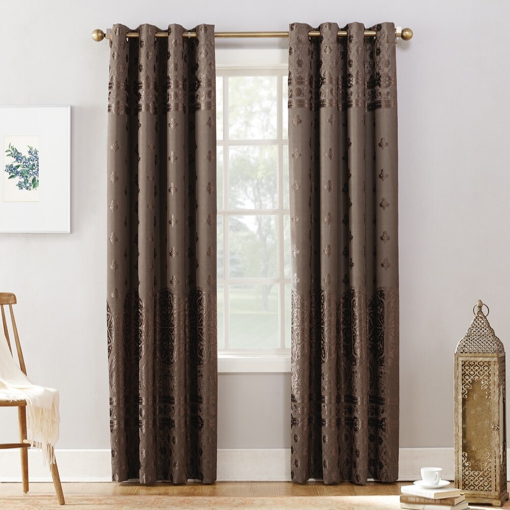 Sun Zero Elidah Velvet Medallion Blackout Grommet Curtain Panel  Single Panel