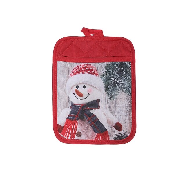 Pot Holder With Pocket (Snowman Decor)