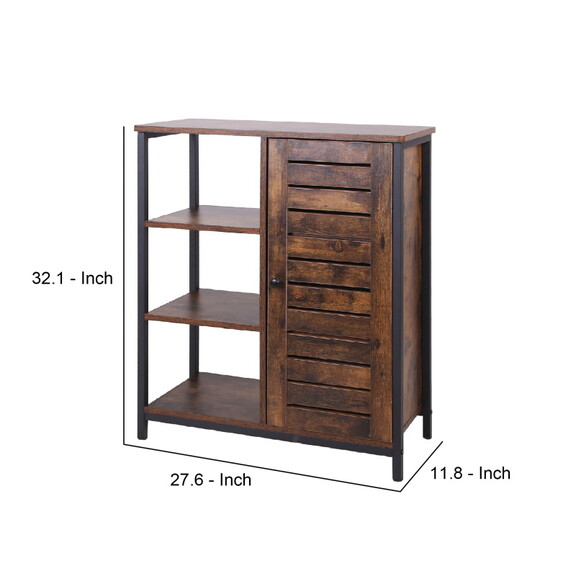 Wooden Storage Cabinet with Shutter Door and 3 Com...