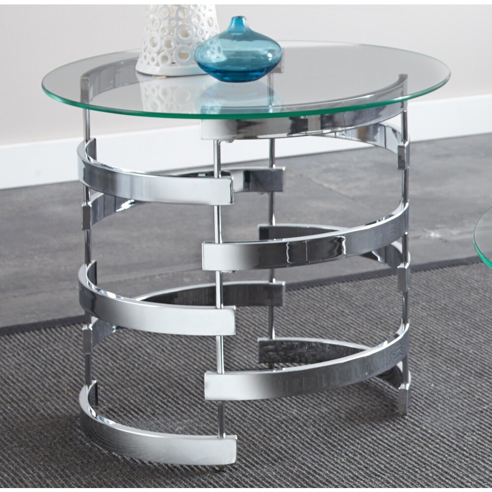 Silver Orchid Bardeen Round End Table