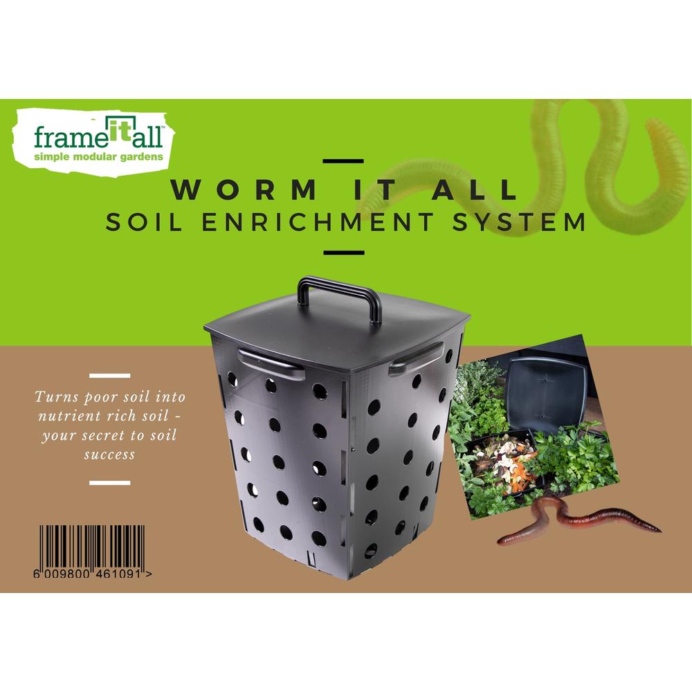 Frame It All Worm It All - Large Composting Bin, Enrich Soil Nutrients and Encourage Worm Castings, Produces Healthier Harvests, 12 Liter Capacity