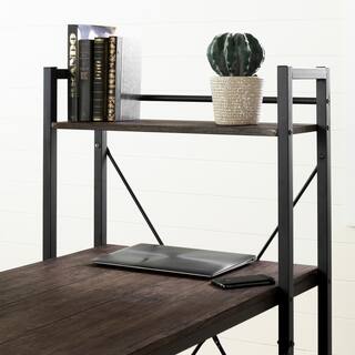 South Shore 25.6 in. Rectangular Cracked Fall OakBlack Computer Desks with Bookcase 12114