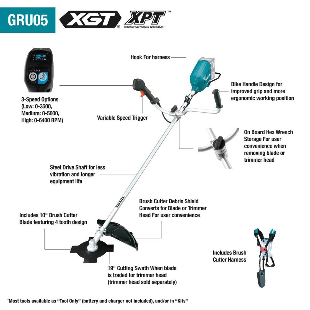 Makita 80V max (40V max X2) XGT Cordless Brush Cutter Kit GRU05PM from Makita