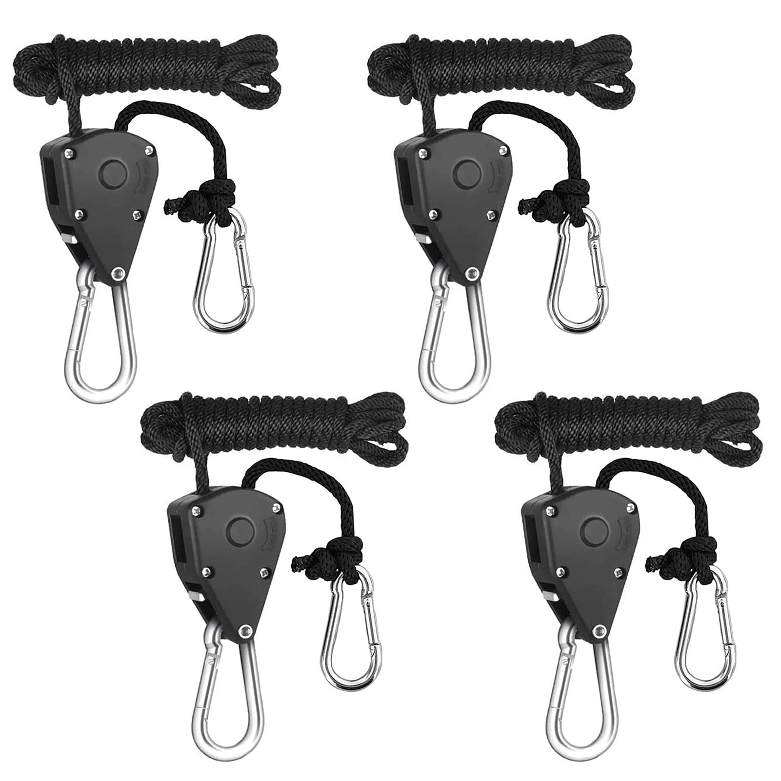 Gecheer 4pcs Pulley Ratchets Heavy Duty Rope Clip Hanger Adjustable Lifting Pulley Lanyard Hanger Kayak And Canoe Boat Bow Rope Lock Tie Down Strap