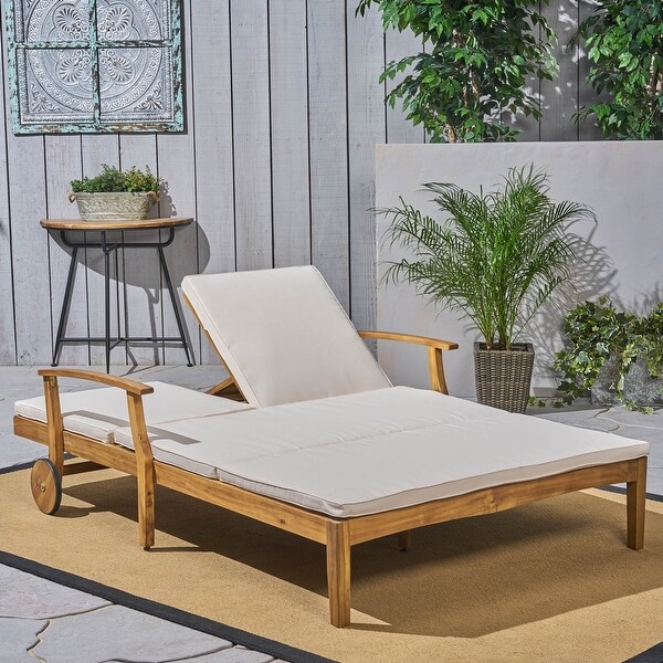 Perla Acacia Wood Double Chaise Lounge by Christopher Knight Home