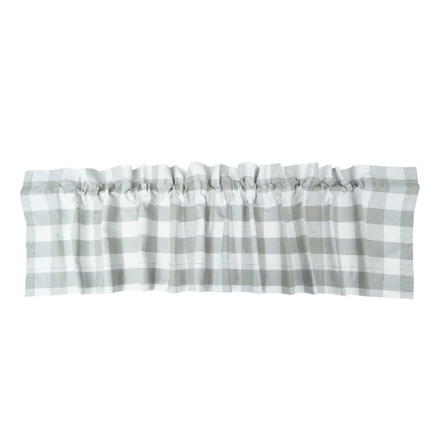 C amp f Home Franklin Slate Gingham Check Window Valance Curtain Set Of 2