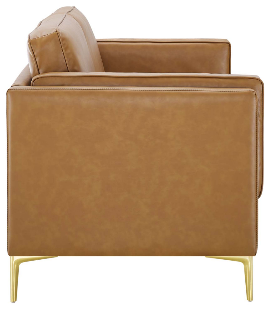 Kaiya Vegan Leather Sofa  Tan   Contemporary   Sofas   by Homesquare  Houzz