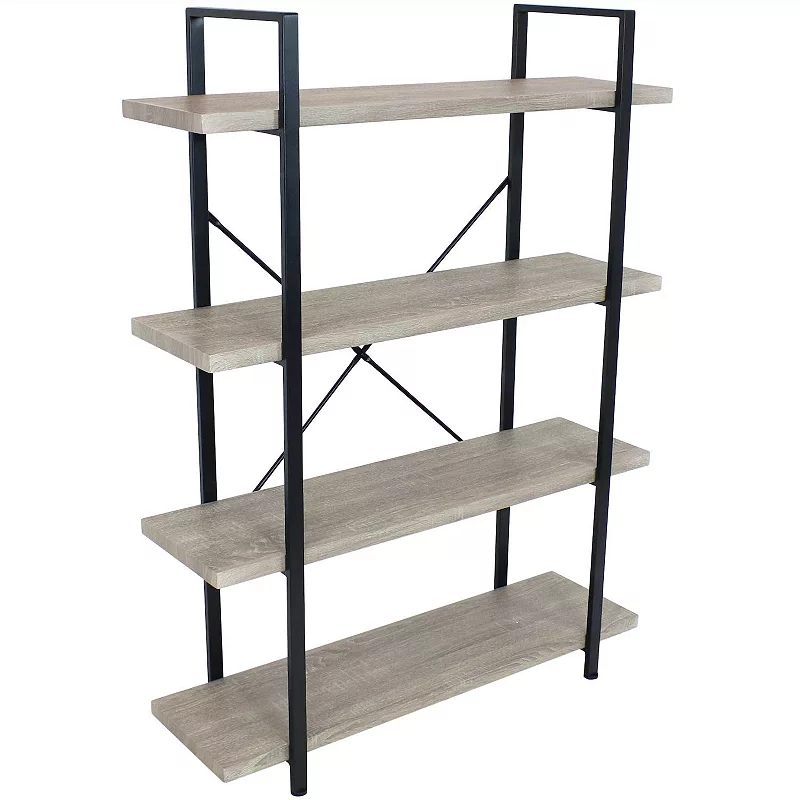 Sunnydaze 4-tier Bookshelf With Wood Veneer Shelves