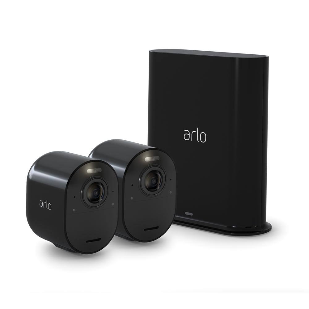 Arlo Ultra 2 Spotlight Camera - Wireless Security 4K Video  HDR Color Night Vision 2-Way Audio 2 Pack Black VMS5240B-200NAS