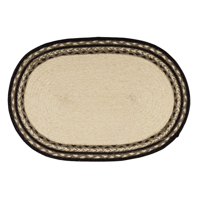 VHC Brands Sawyer Mill 12 x 18 Inch Oval Jute Placemats， Pig， Set of 6， Charcoal