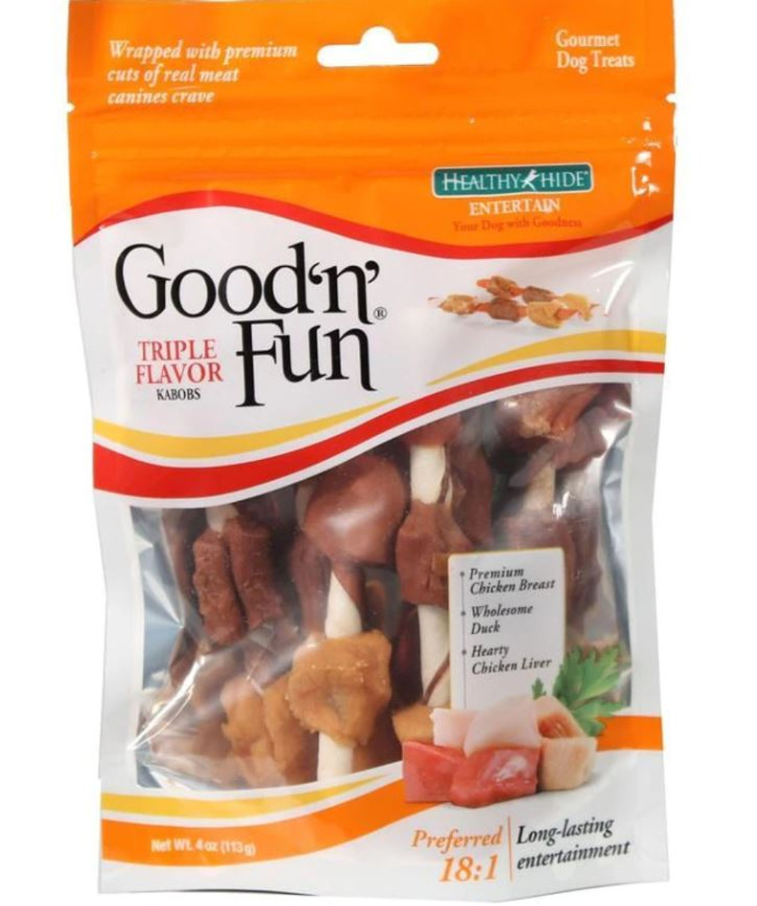 Good 'N' Fun Triple Flavor Kabobs Dog Treats， 4oz. Bag