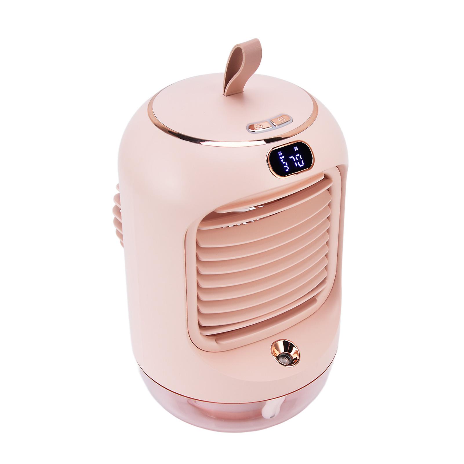 Mini Air Conditioner Humidifier Aromather 3 Gears 5 Blades USB Charging Night Light Water Cooling Fan Pink