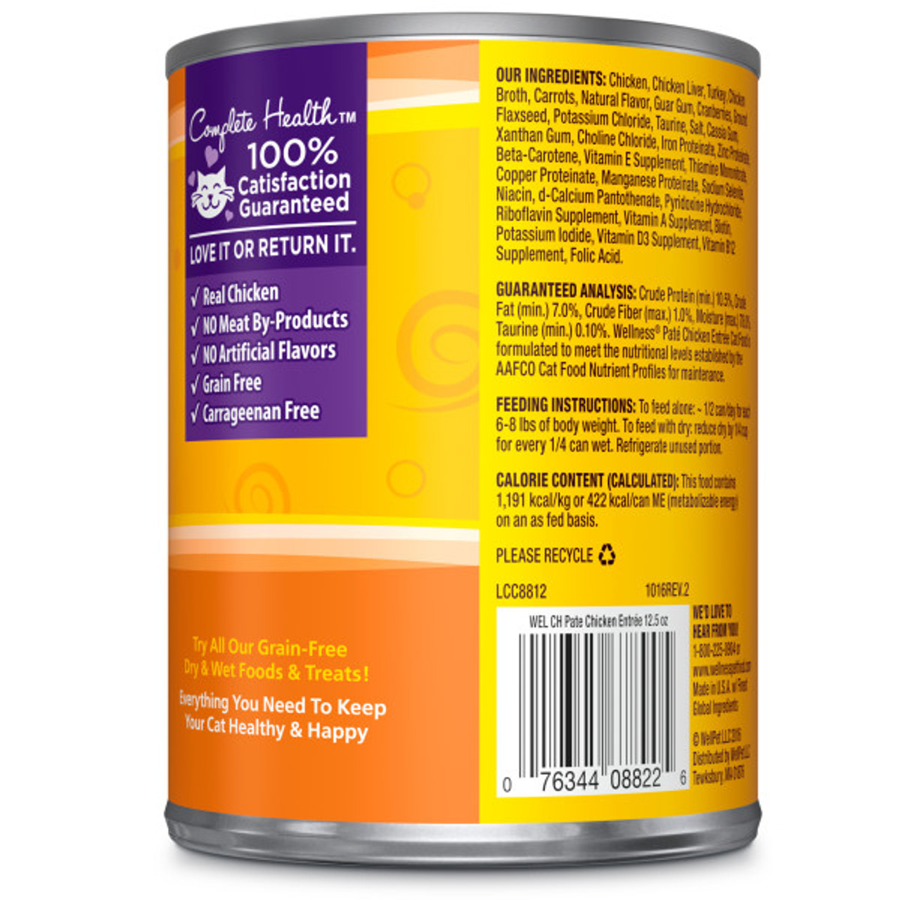 Wellness Complete Health Chicken Pate Canned Cat Food 12.5 oz.