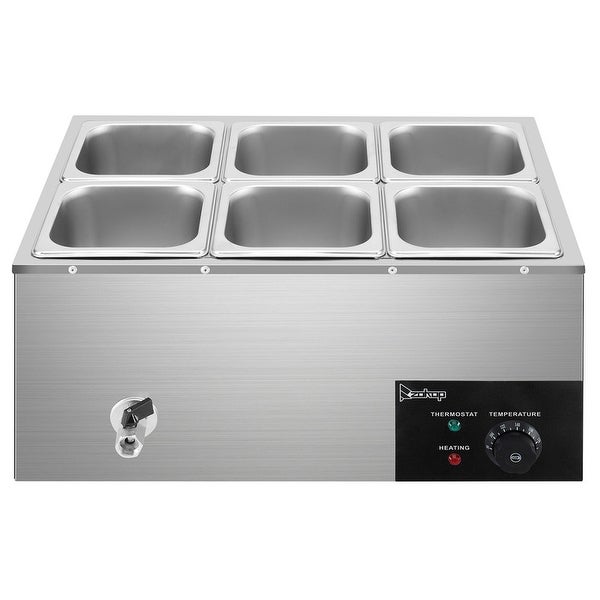 ZOKOP 1200W 19Qt Stainless Steel Small Six Plates Heating Food Warmer - - 36503143