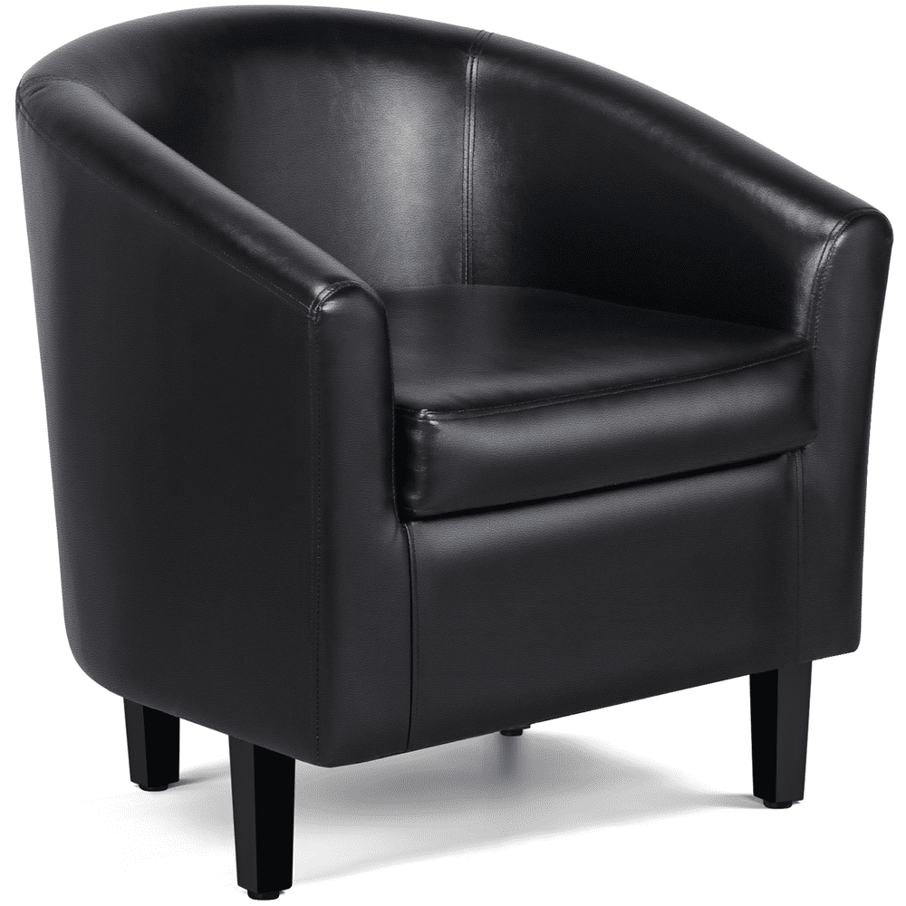 Yaheetech Faux Leather Accent Arm Chair For Living Room， Black