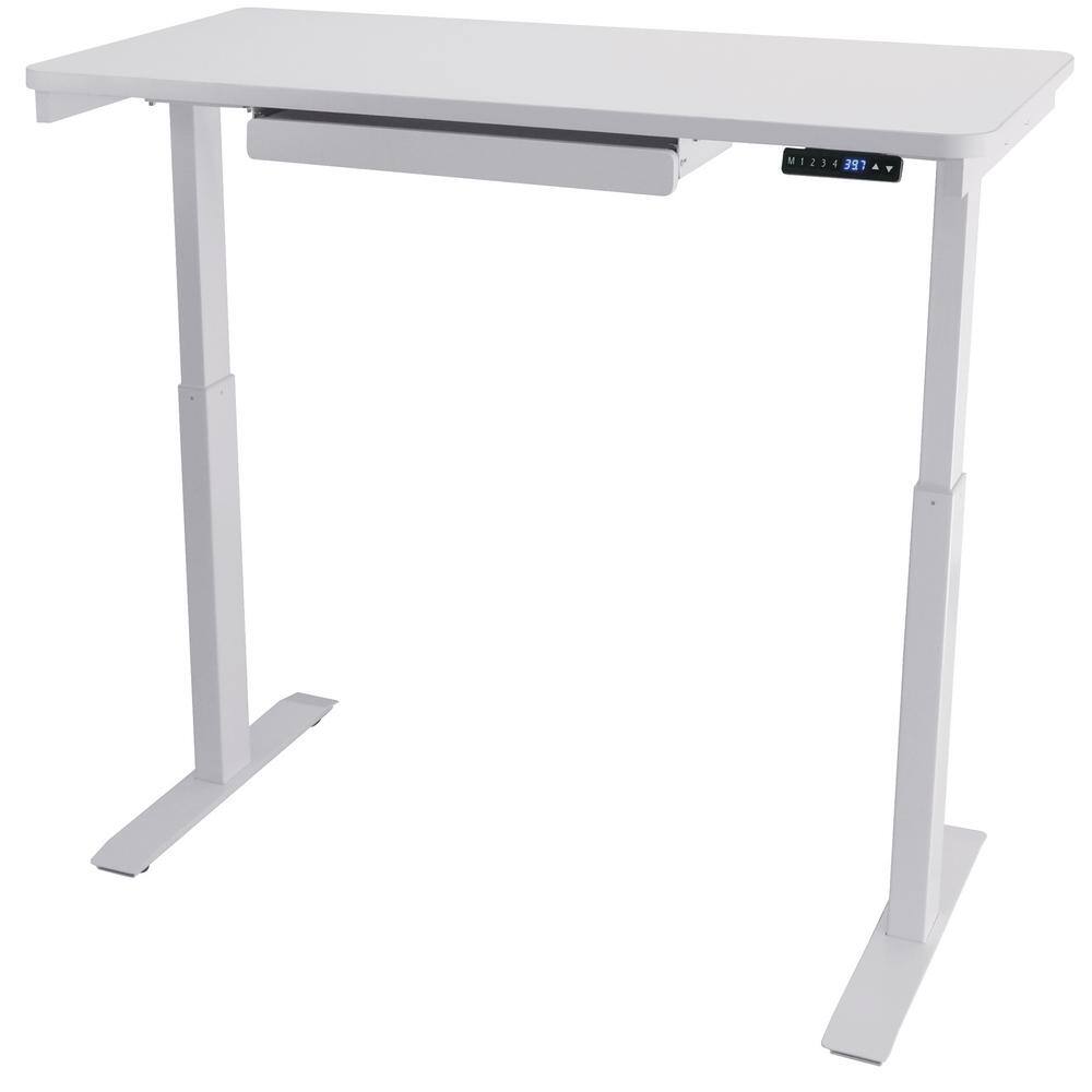 Motionwise 48 in. Rectangular White 1 Drawer Standing Desk with Adjustable Height Feature SDG48W