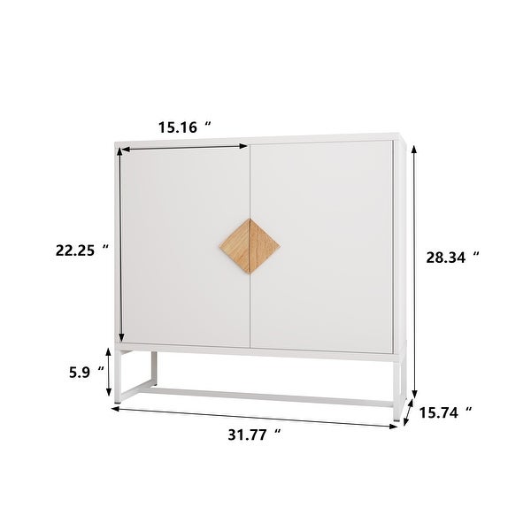 2 Doors Sideboard with Solid wood Square Shape Handle