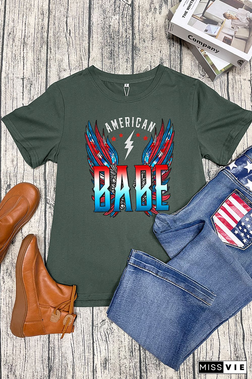 American Babe Retro Wings Short Sleeve Graphic Tee Wholesale