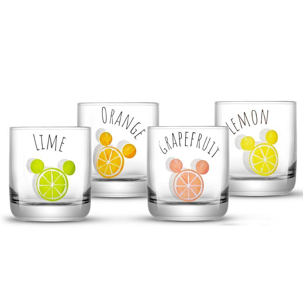 JoyJolt 10 oz. Disney Mickey Mouse Citrus Short Drinking Glass (Set of 4) JDS10742