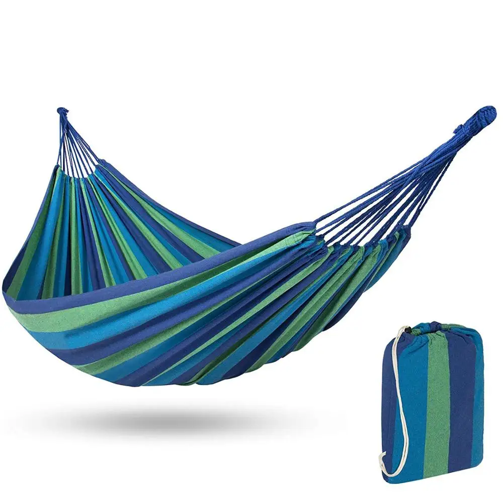 Double Brazilian Wide Hammock Cotton Fabric Travel Camping Hammock with 2 Person for Indoor or Outdoor