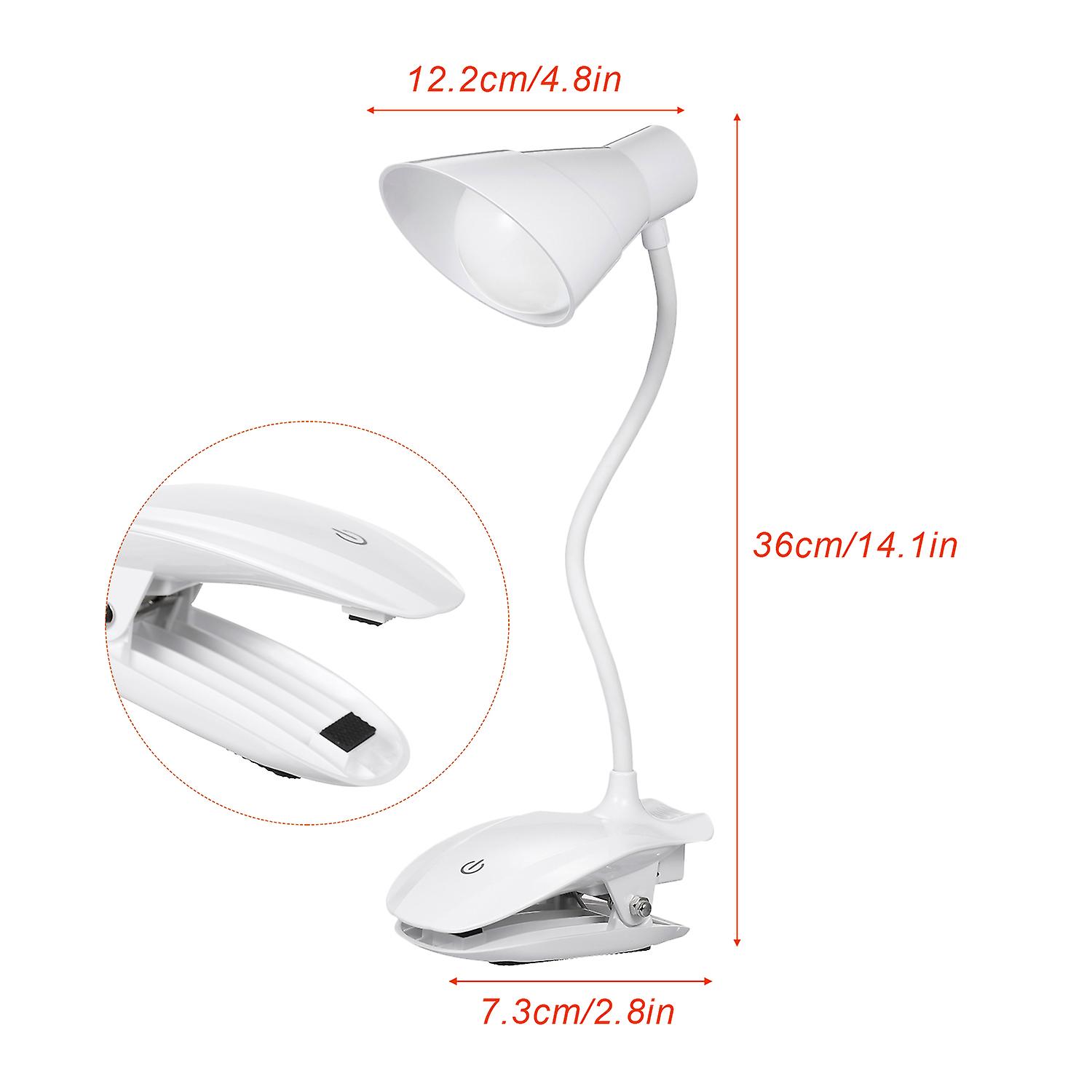 Led Clip Reading Light Clip On Light Battery Operated， Usb Rechargeable Book Light， Dimmable Touch Bedside Lamp， Portable Desk Lamp With Good Eye Prot