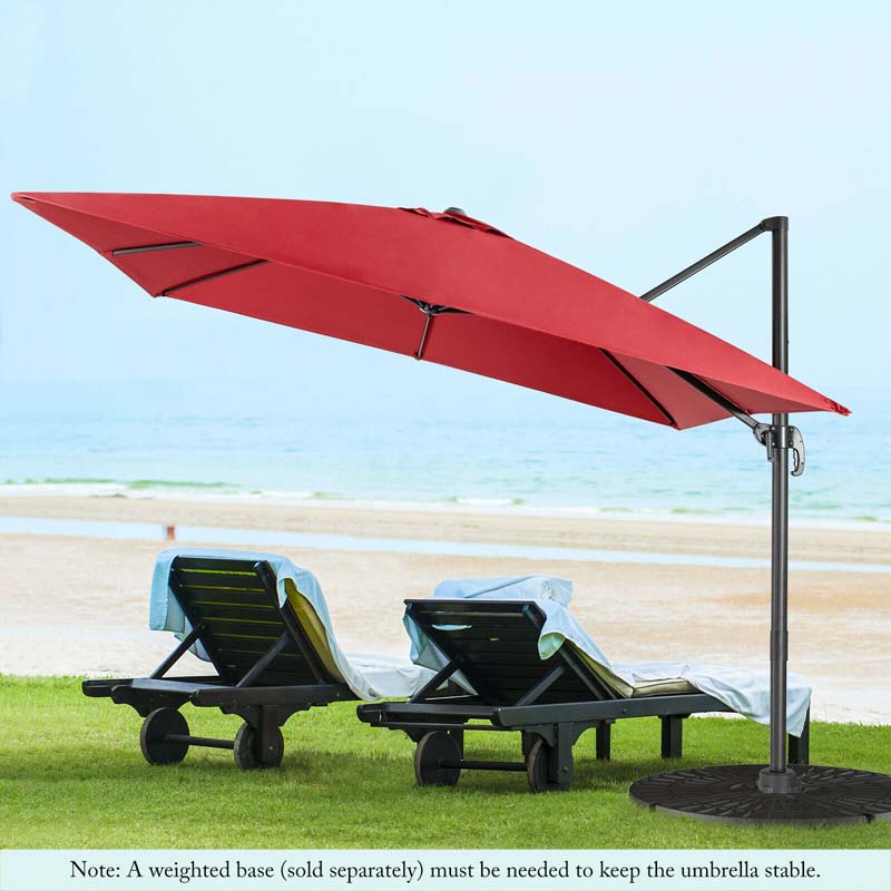 10 x 10 FT Square Patio Umbrella, 3-Tilt Cantilever Offset Umbrella, Large Outdoor Market Umbrella with Crossed Base