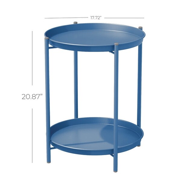 2Tier Metal Round Side Table for Outdoor and Indoor Use