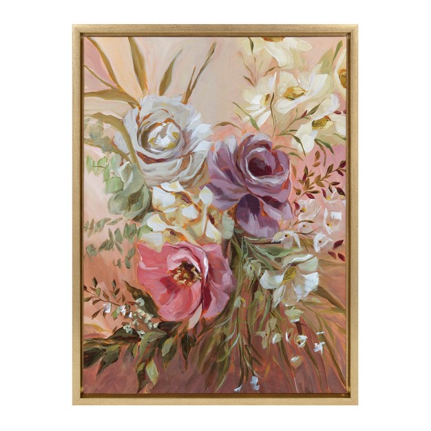 X 24 quot Sylvie Rose Bouquet Framed Canvas By Annie Quigley Gold Kate amp Laurel All Things Decor