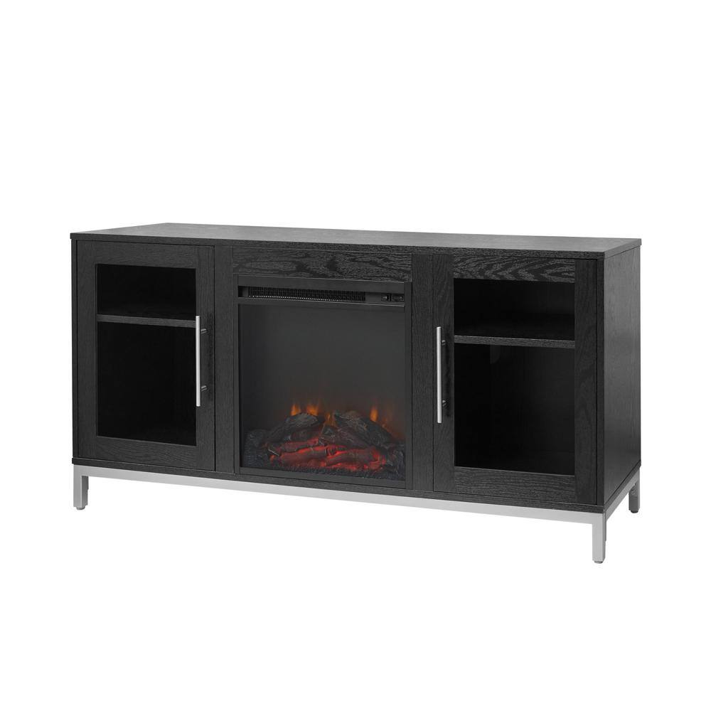 Teamson Home Lainey Modern 54 in. TV Console with Electric Fireplace in Black VNF-00100