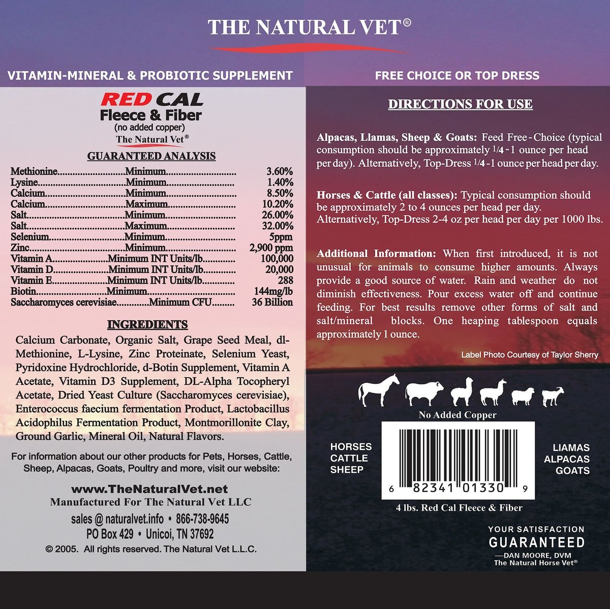 The Natural Vet Red Cal Multi-Species Fleece and Fiber Supplement