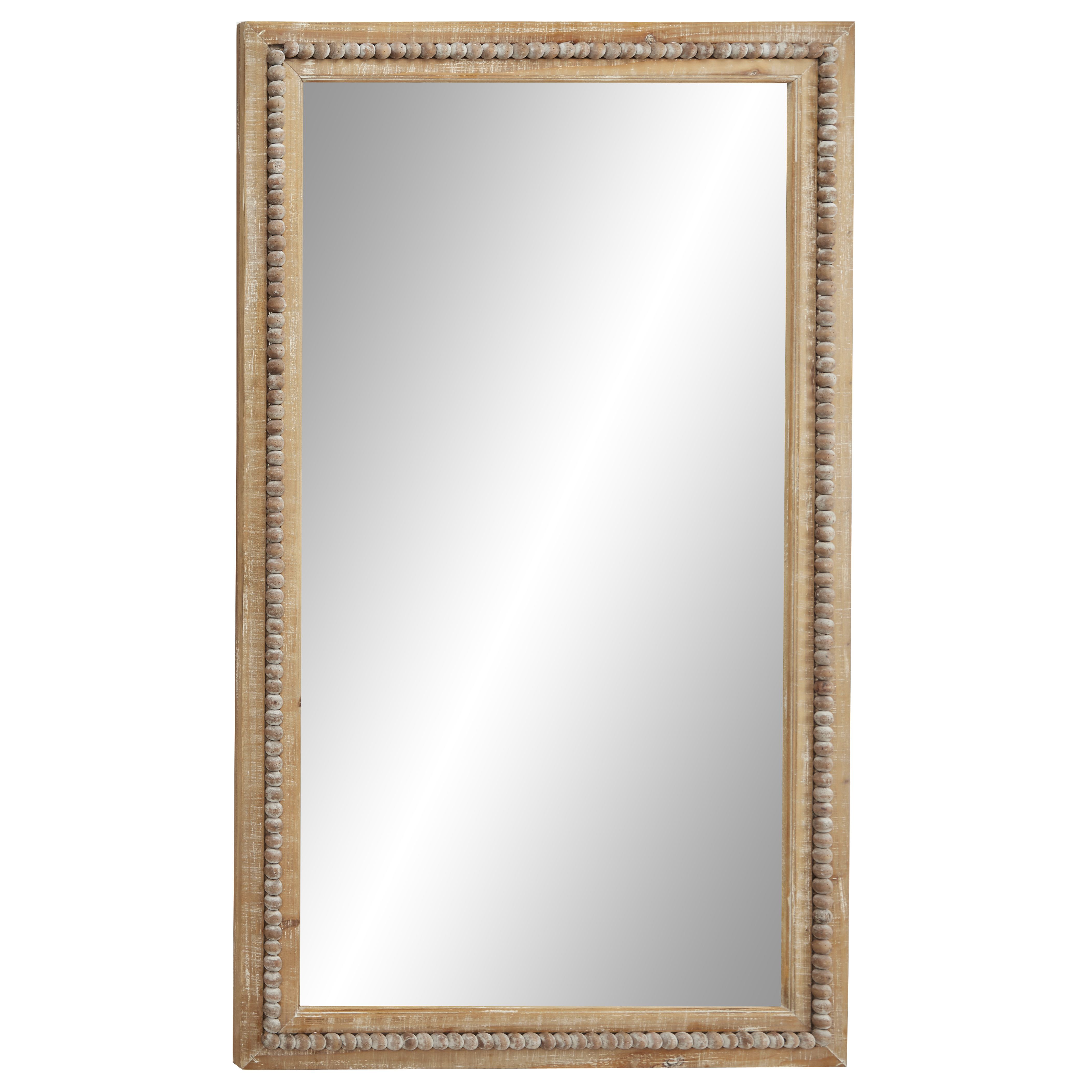 Light Brown Bohemian Style Wood Wall Mirror 48 x 28