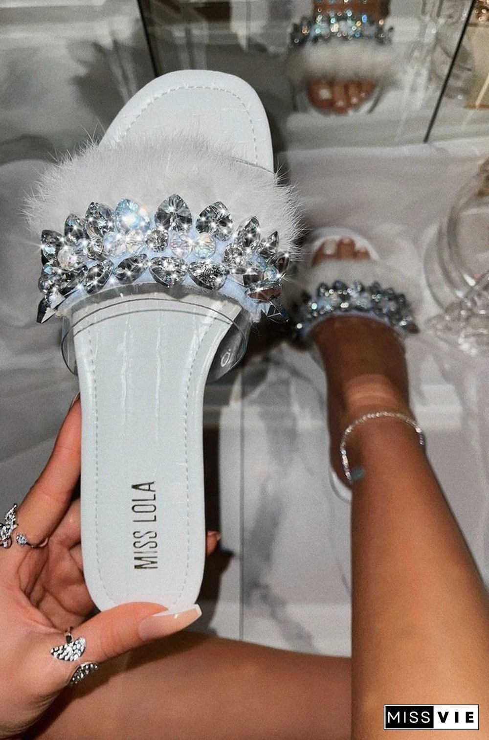 Comfortable Outdoor Rhinestone Women Slippers