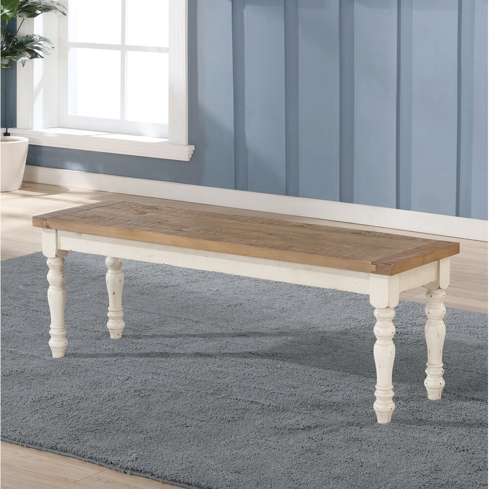 Roundhill Furniture Prato Antique White/ Distressed Oak 6 piece Dining Table Set