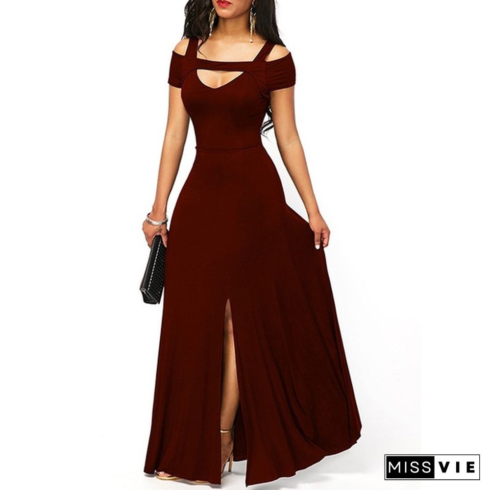 Womens Cold Shoulder V Neck Bodycon Prom Evening Club Maxi Long Dresses Party Dress