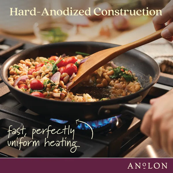 Anolon 83655 Advanced Hard Anodized Nonstick Divided Grill / Griddle Pan / Skillet - 12.5 Inch， Gray