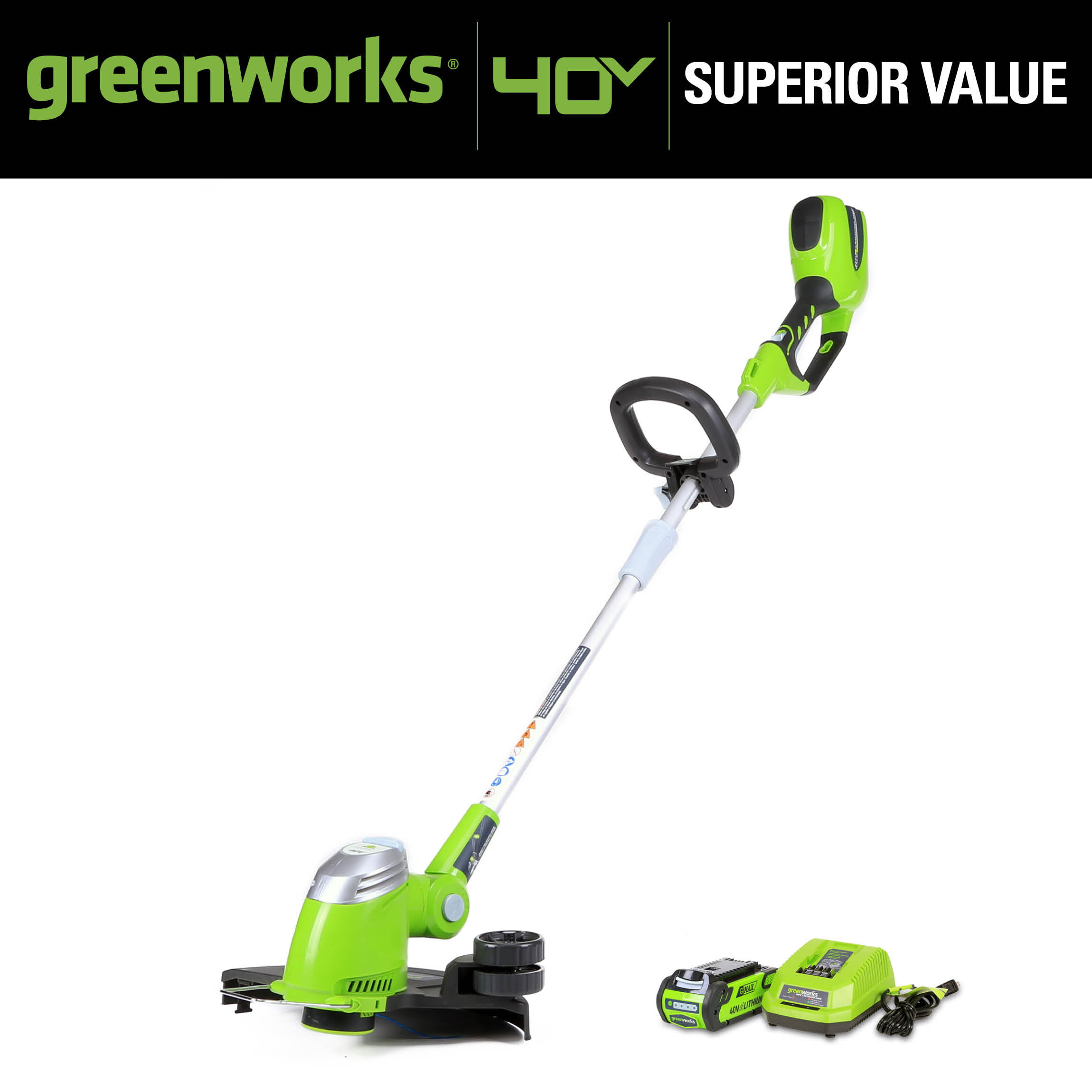 Greenworks 40V 13-inch Cordless String Trimmer/Edger with 20 Ah Battery and Charger， 21302