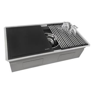 Ruvati 33-inch Workstation Two-Tiered Ledge Kitchen Sink Undermount 16 Gauge Stainless Steel RVH8224