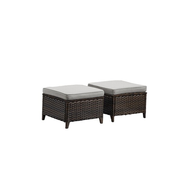 2 Piece Outdoor Ottoman Wicker Patio Ottomans