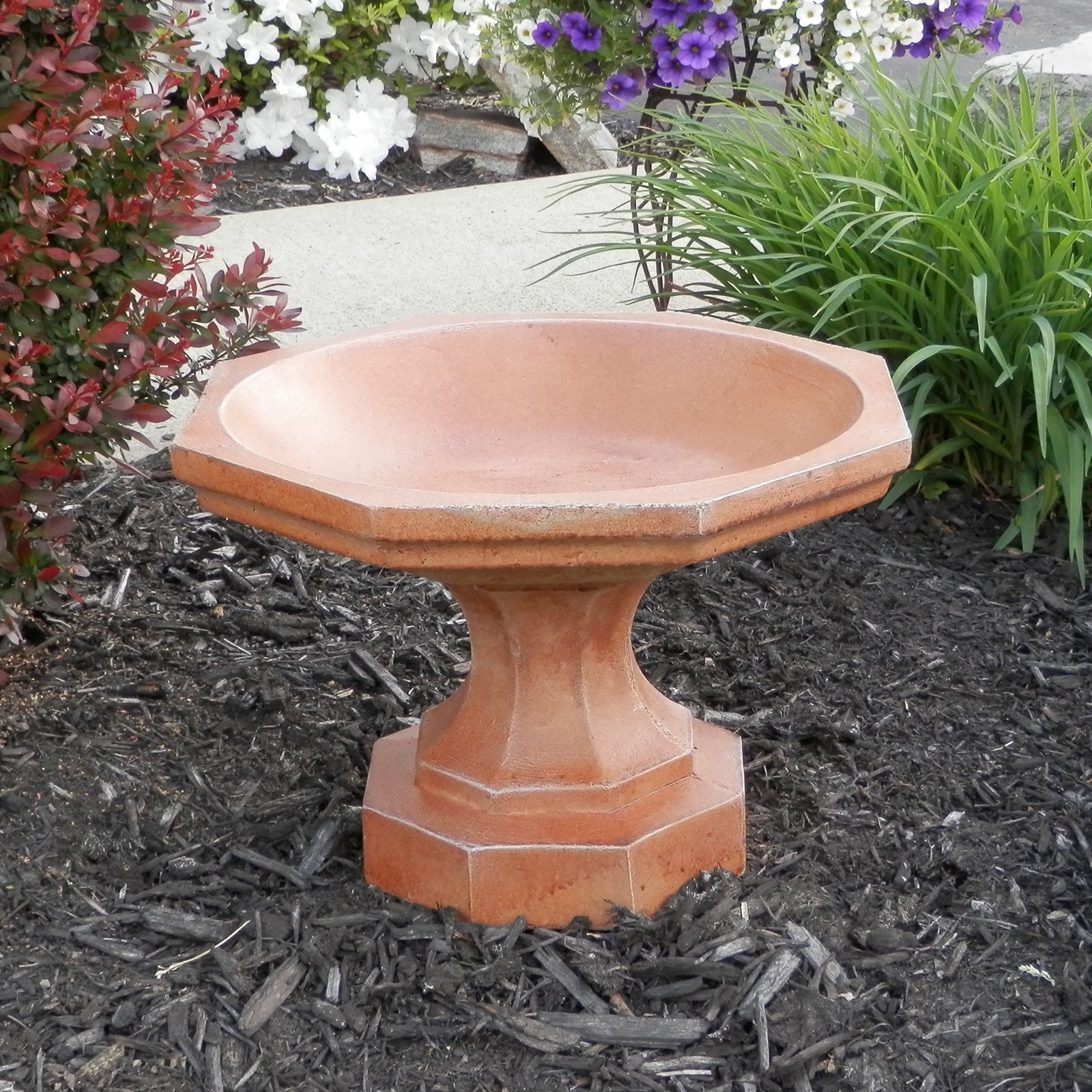 Athena Garden Cast Stone Small Octagon Bird Bath