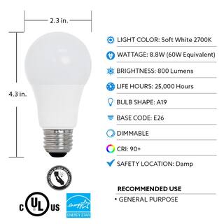 Feit Electric 60-Watt Equivalent A19 Dimmable CEC Title 20 Compliant ENERGY STAR 90+ CRI LED Light Bulb 2700K Soft White (24-Pack) OM60DM927CA46