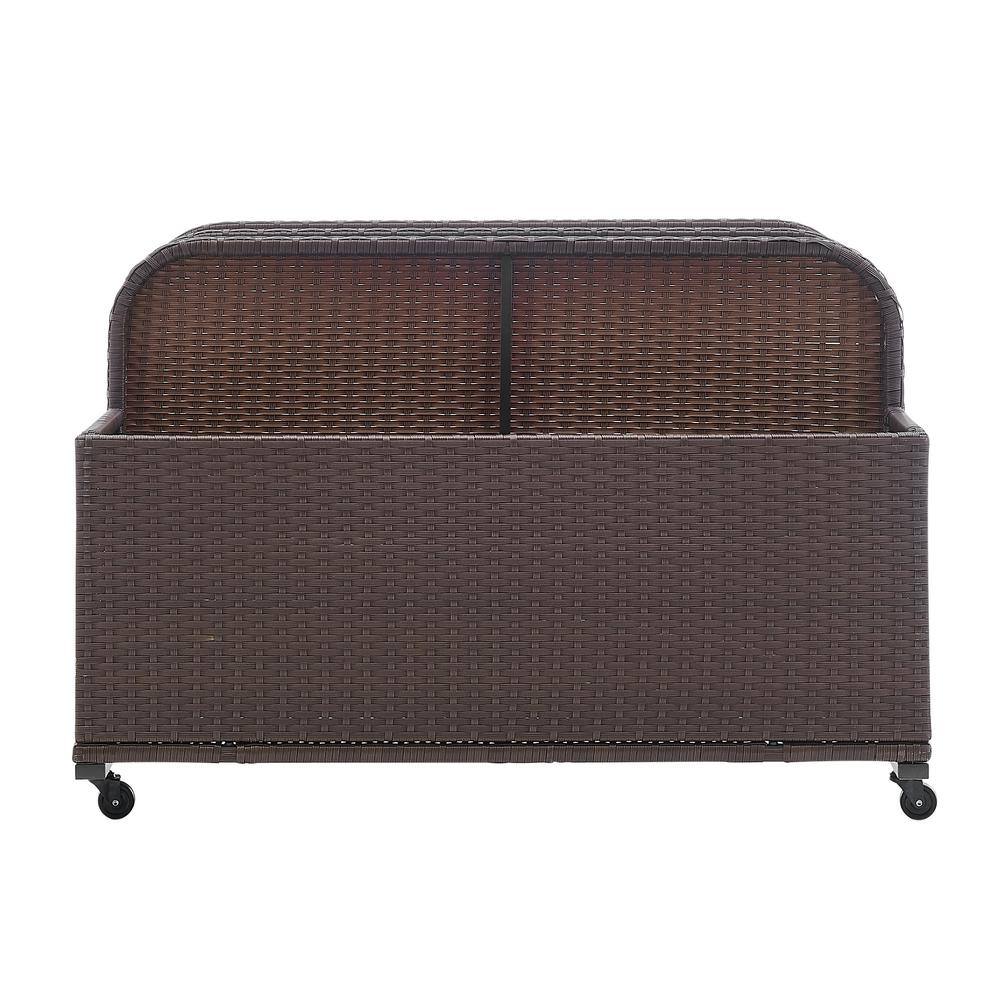 Barton 38 in. L x 44 in. W Rolling Brown Wicker Float Caddy Table Furniture Dolly Pool Toy Pool Float Cart Storage Organizer 90140