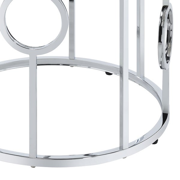 Hoop Glam Chrome Mirror End Table by Furniture of America