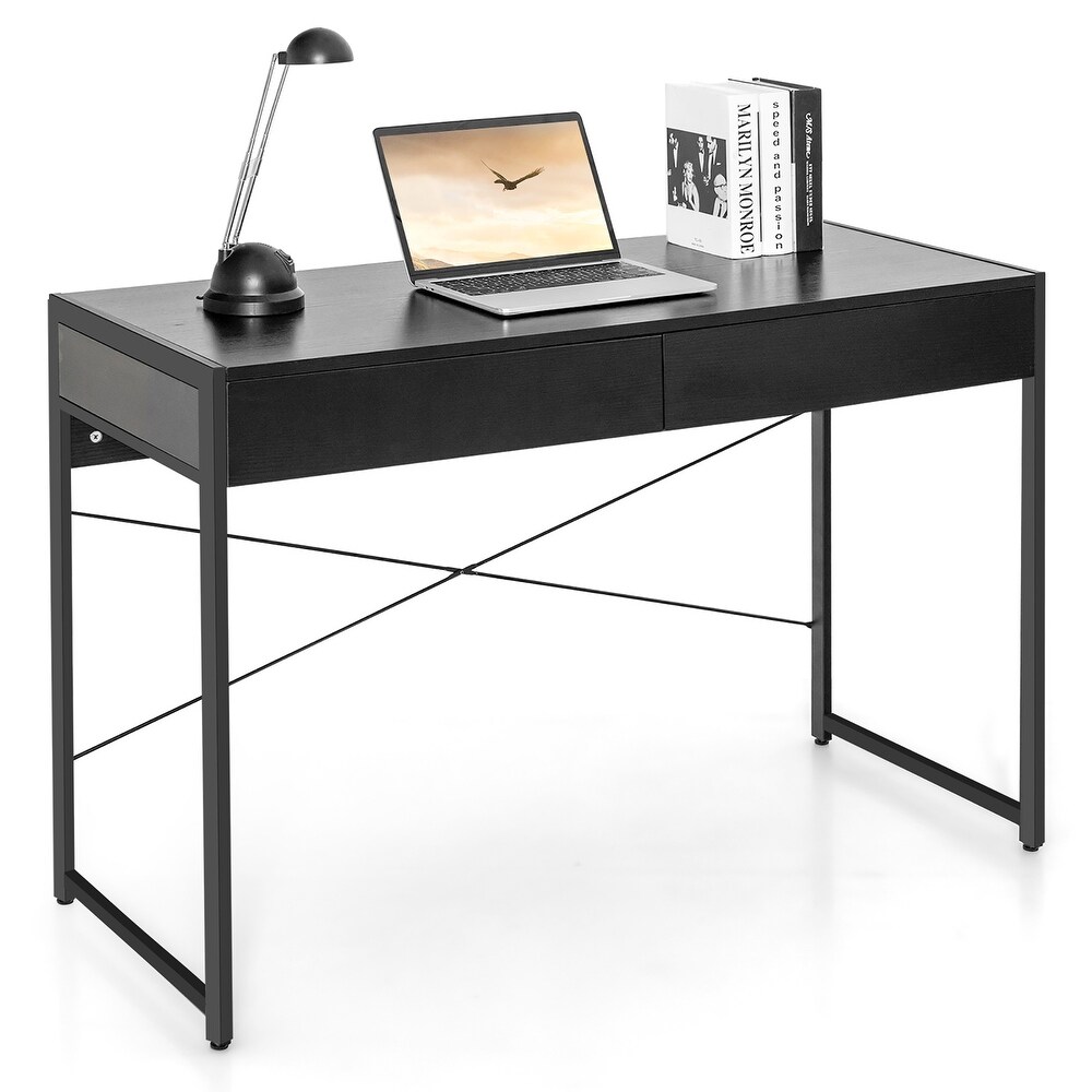 Costway Computer Desk Metal Frame Study Table Home Office Workstation