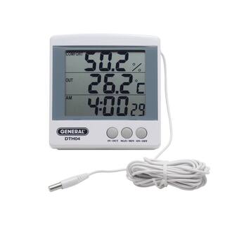 General Tools Digital Humidity and Temperature Monitor with Clock and Jumbo Display DTH04